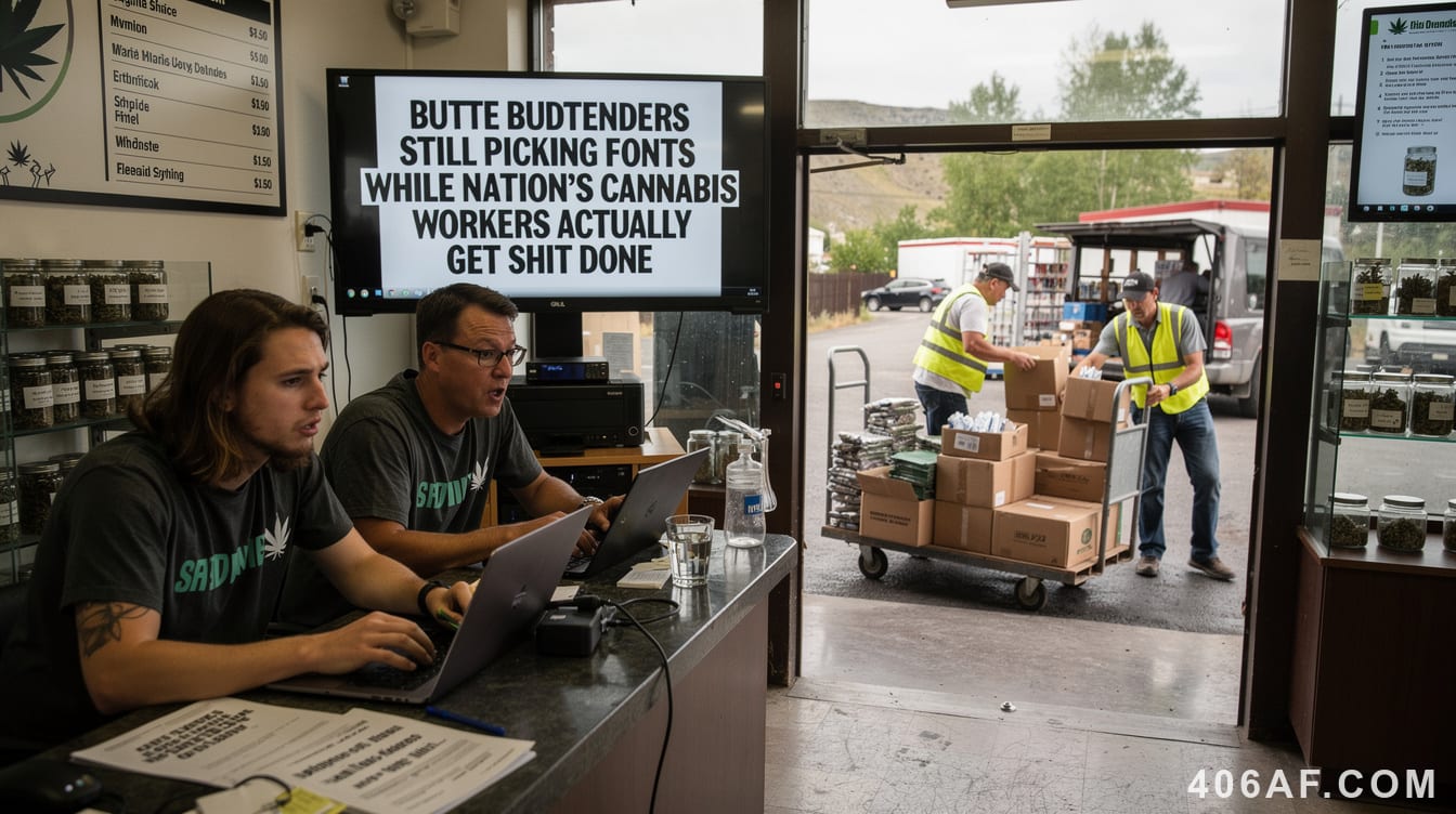 Butte Budtenders Still Picking Fonts While Nation's Cannabis Workers Actually Get Shit Done