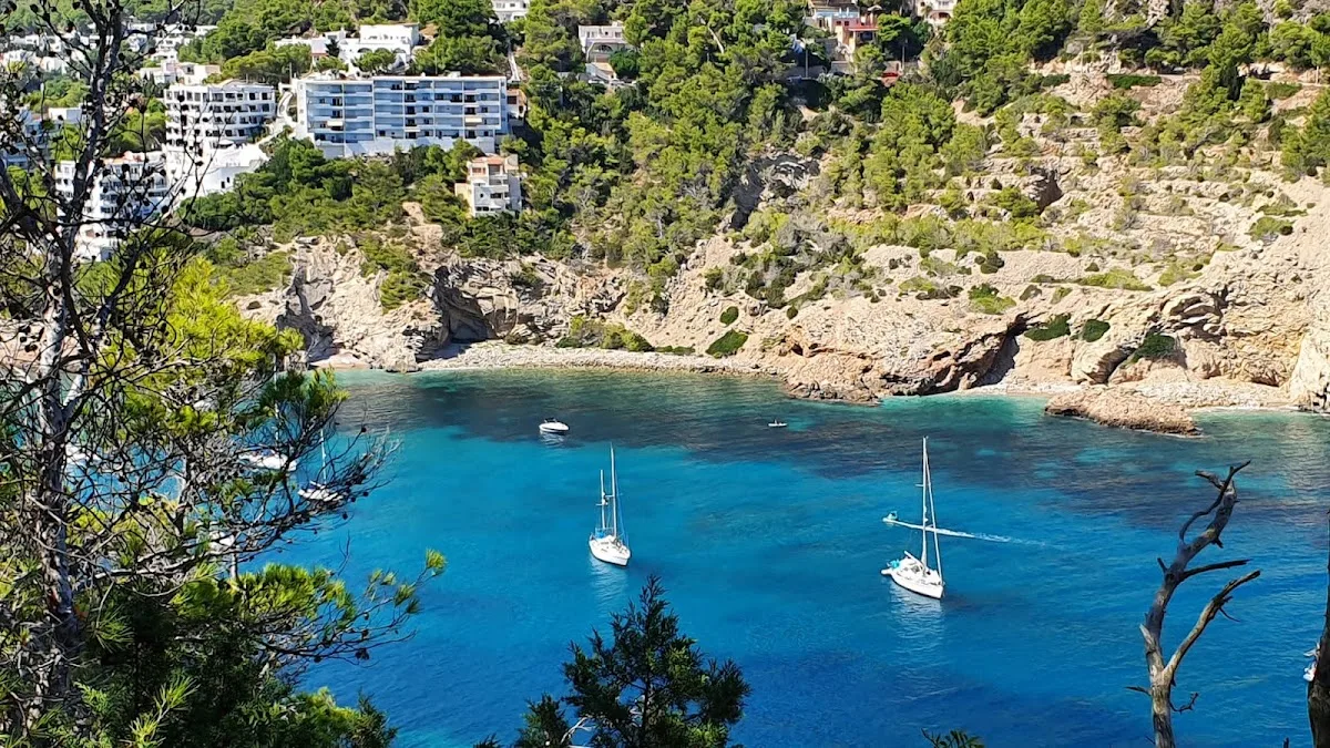 Cala Llonga beach, Santa Eulària, East coast of Ibiza