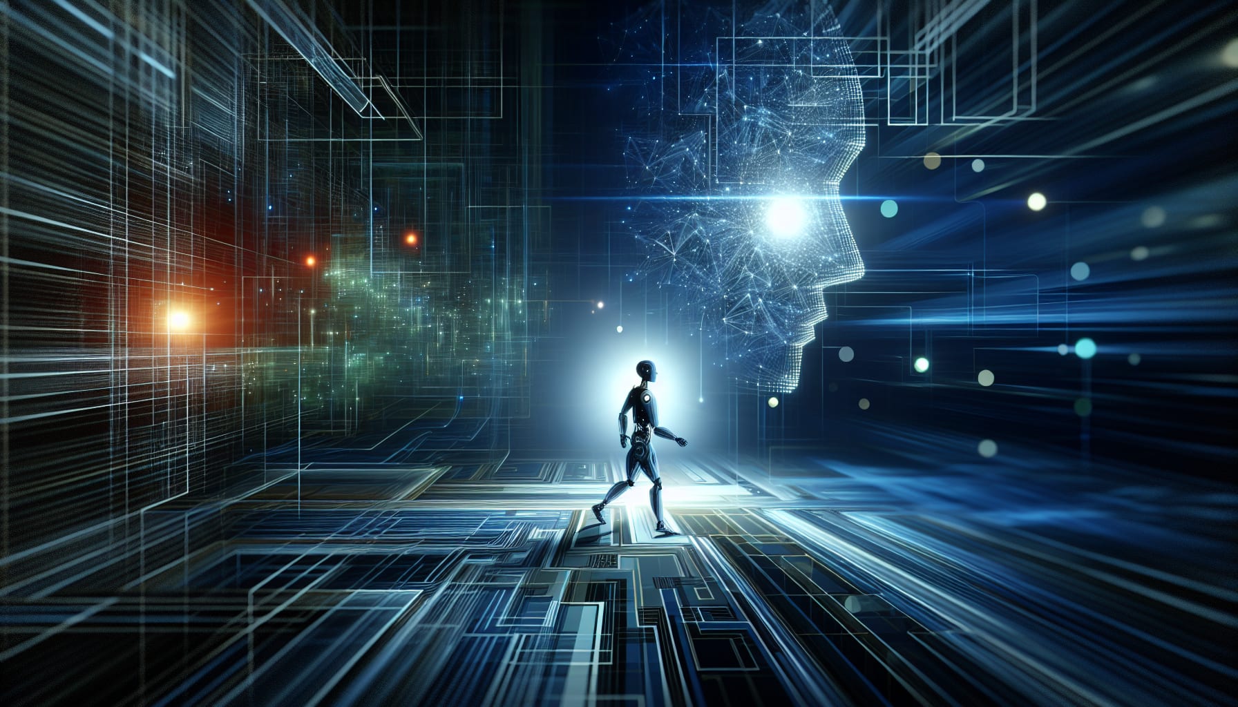 An AI agent charting a path through a digital maze representing enterprise processes