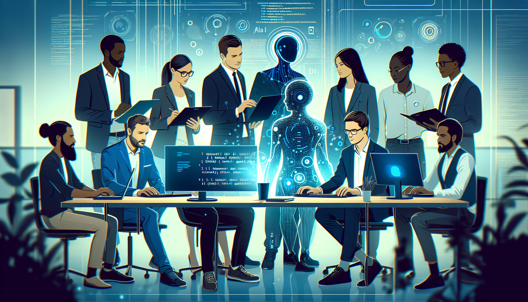 Developers working together on open-source AI agents