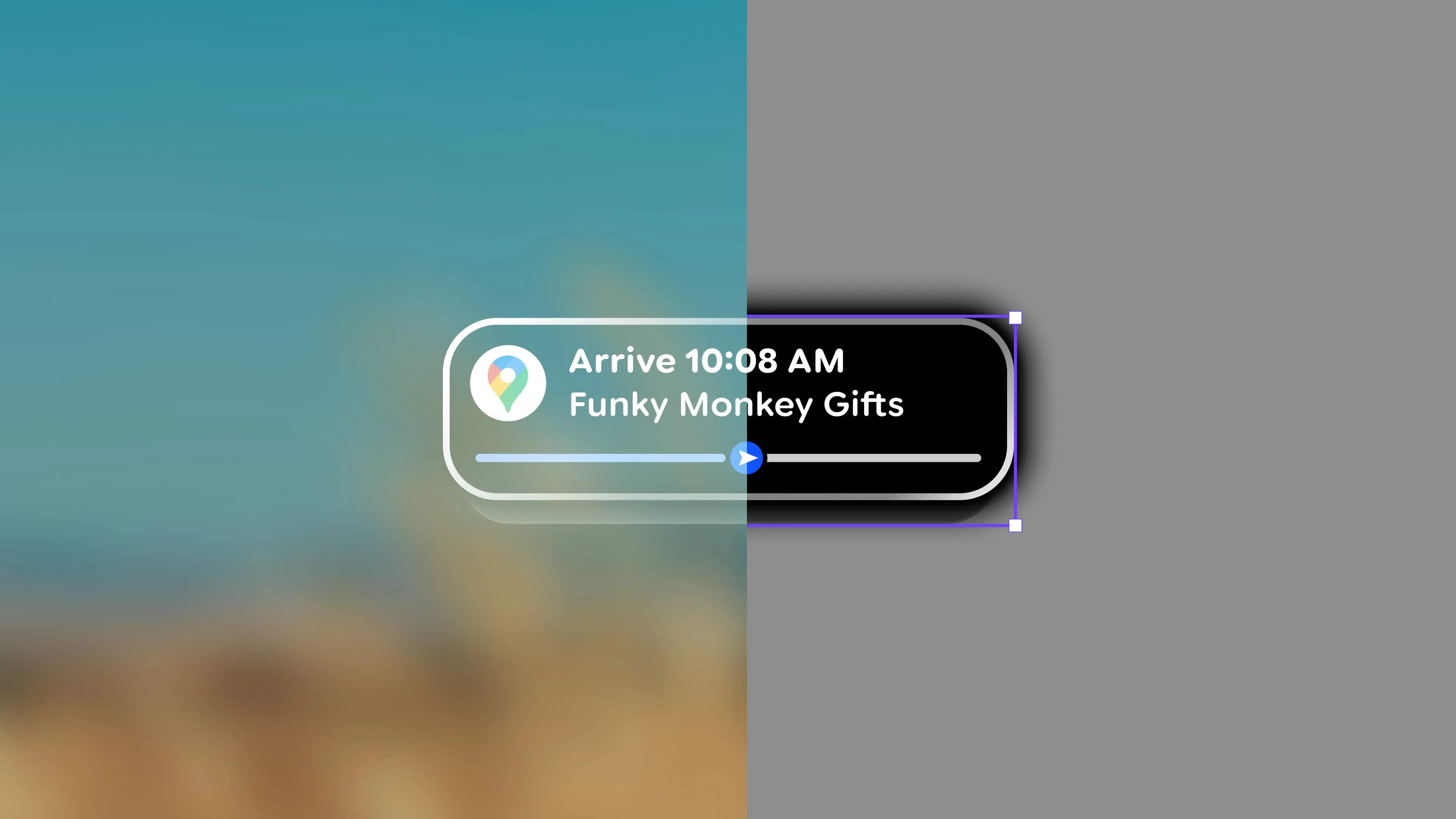 A navigation UI with a translucent glass finish