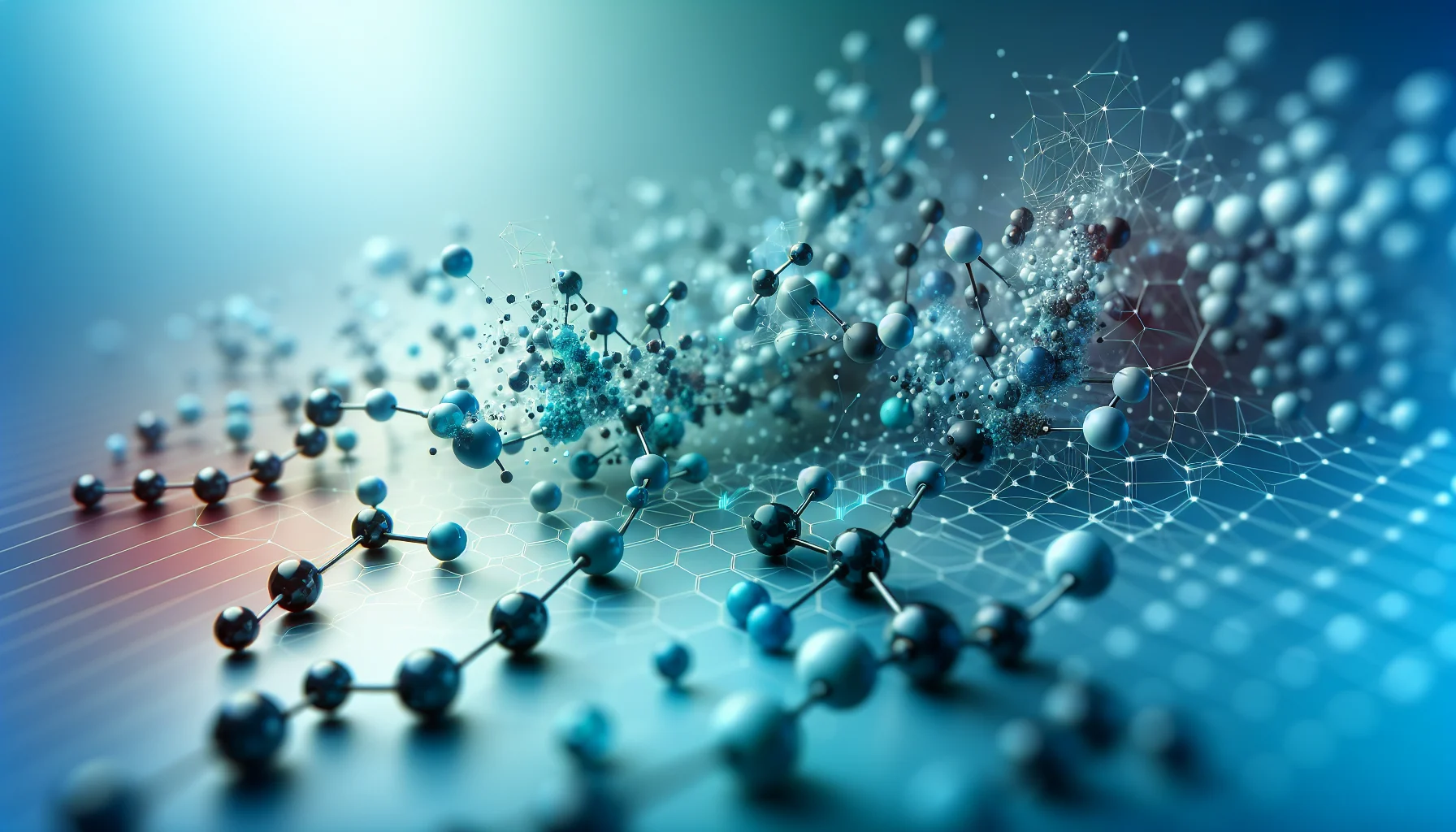 Abstract digital illustration of molecular structures symbolizing AI reasoning chains