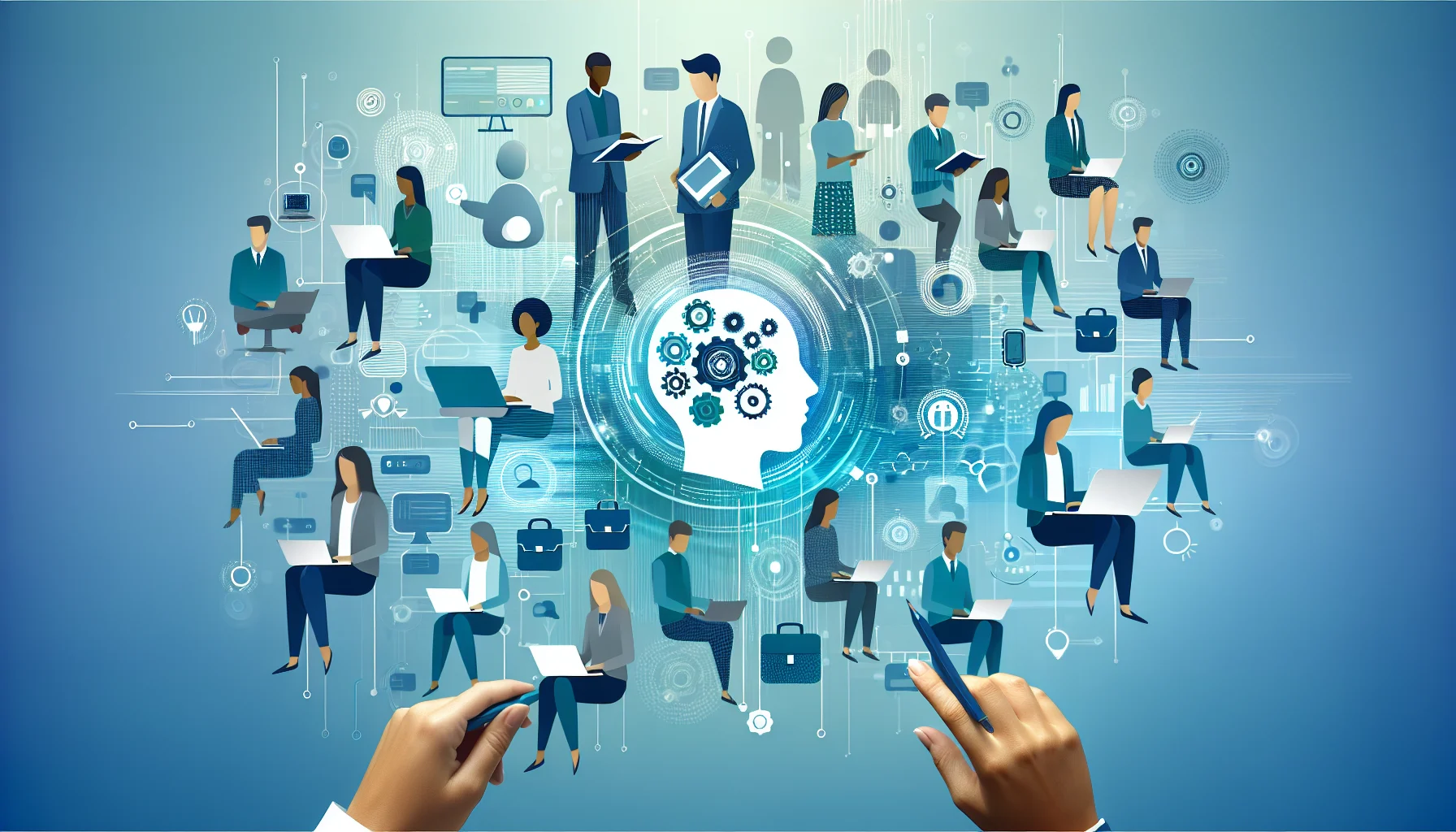 Students using AI tools for interactive education