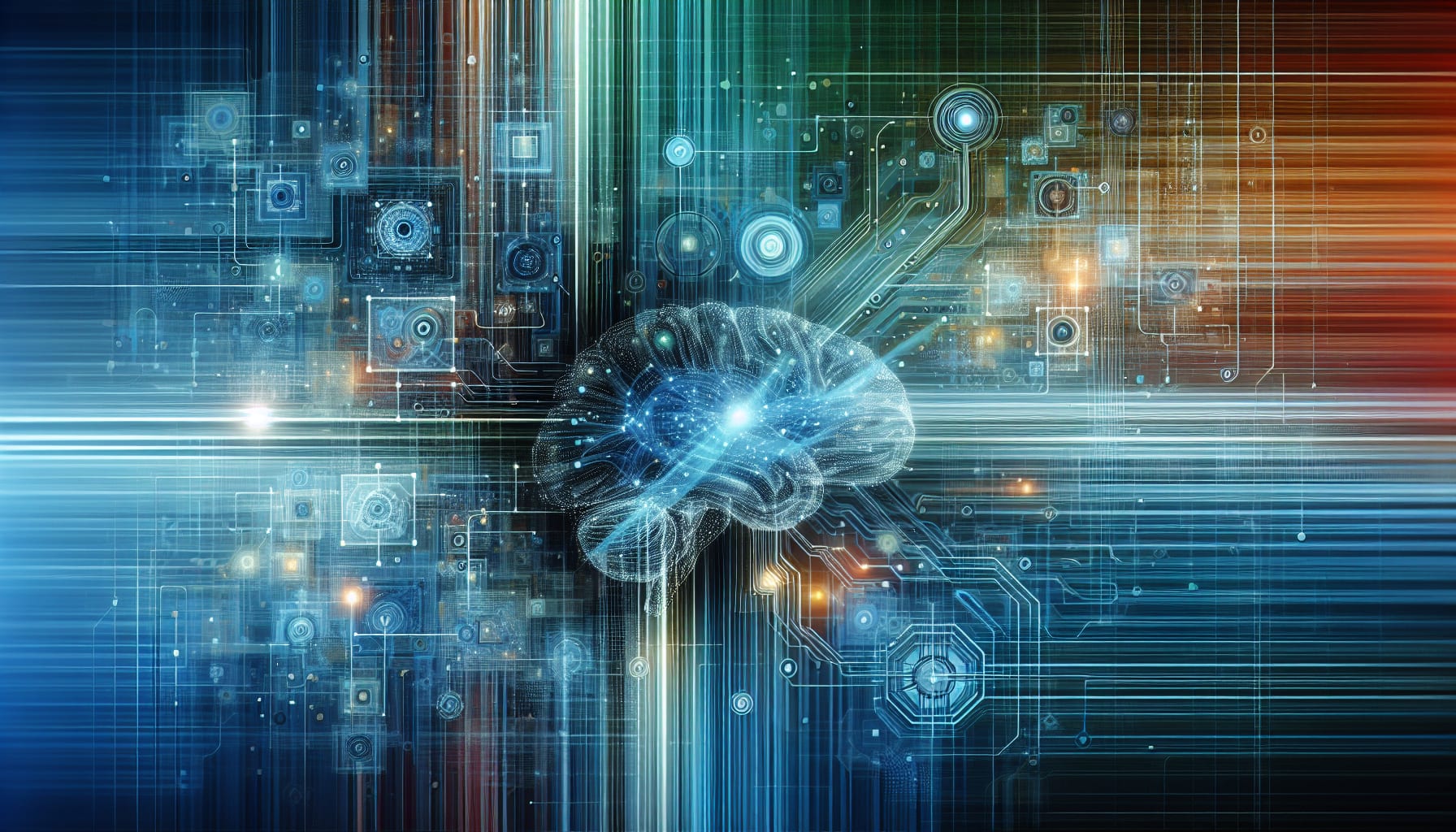 Modern illustration of AI pipeline fusing audio, video, and language data for brain prediction