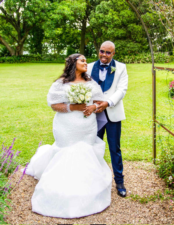 The groom doting over his new wife