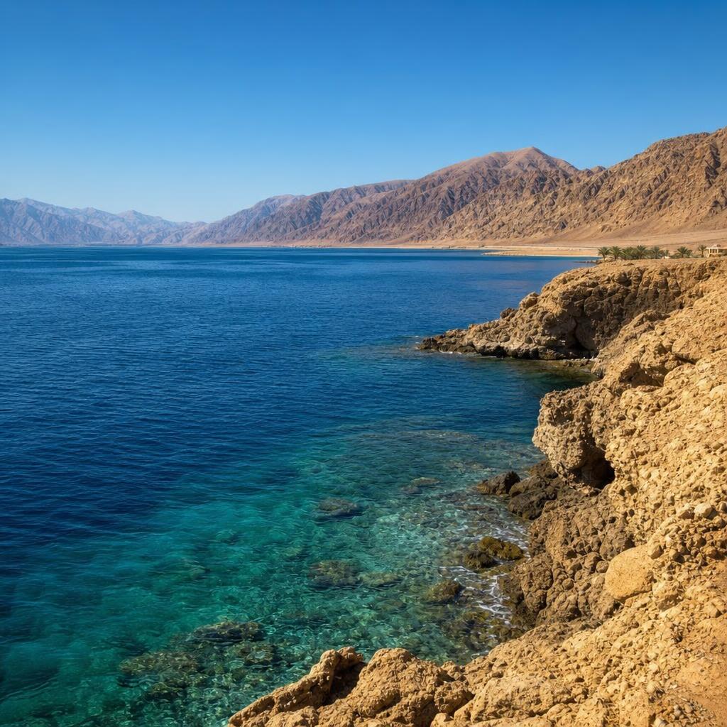 Aqaba Red Sea coast in Jordan