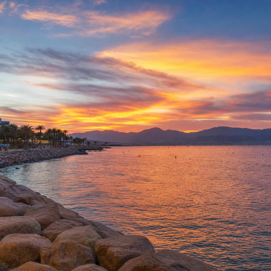 Aqaba waterfront at sunset