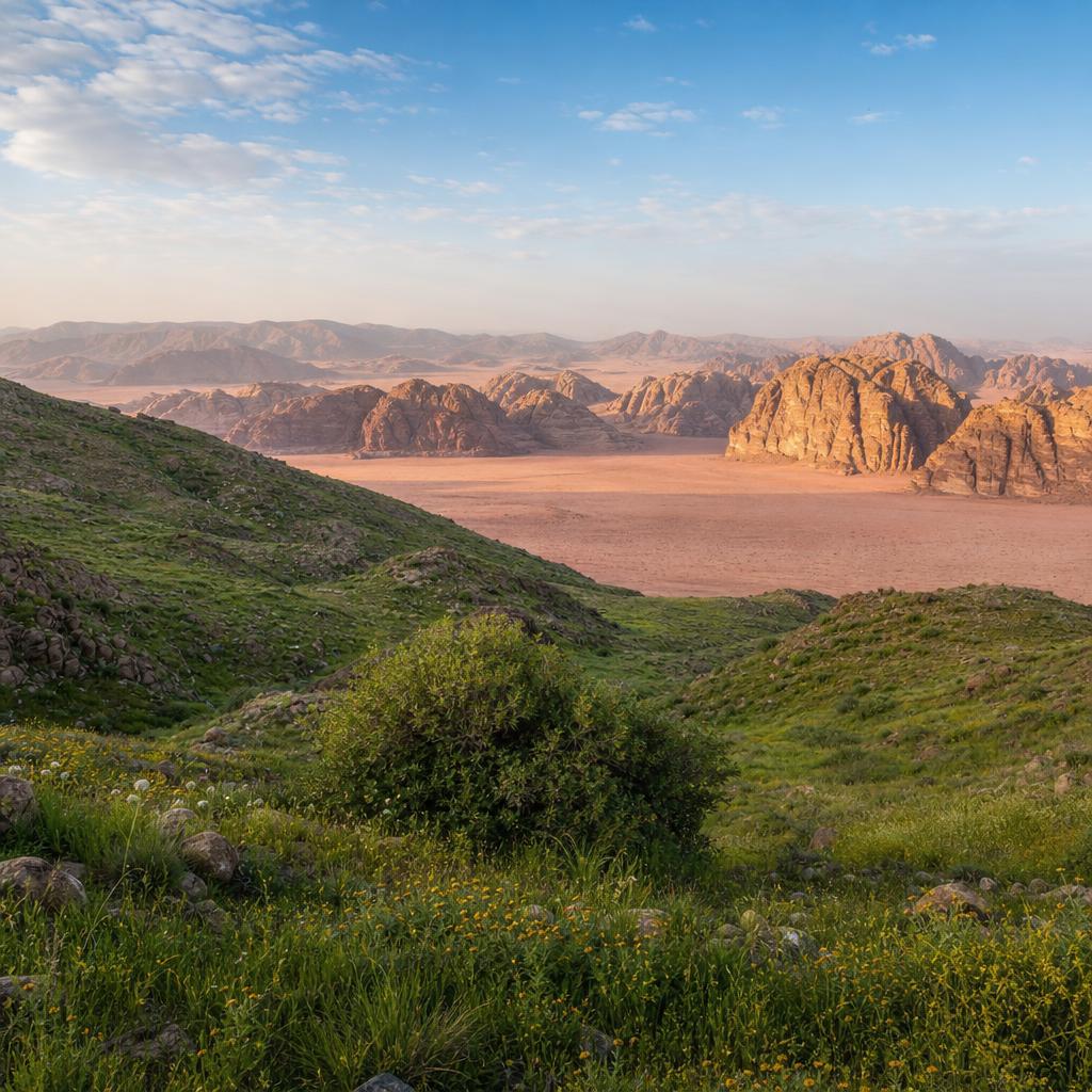 Jordan landscape in a mild travel season