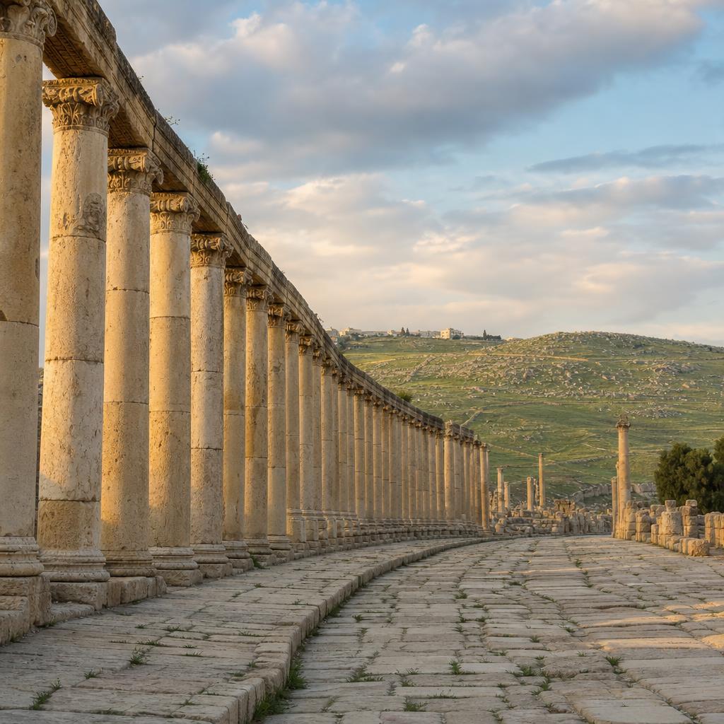 Roman columns at Jerash in northern Jordan