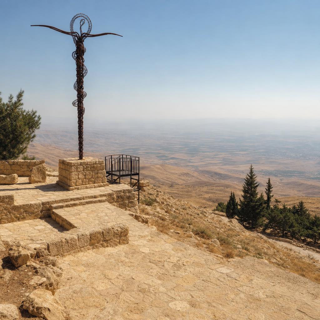 Mount Nebo viewpoint overlooking the Jordanian landscape