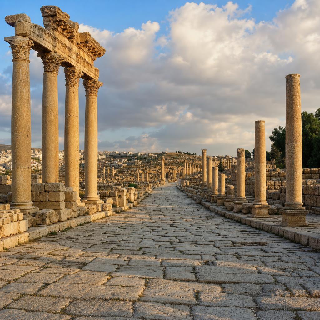 Roman columns at Jerash in northern Jordan