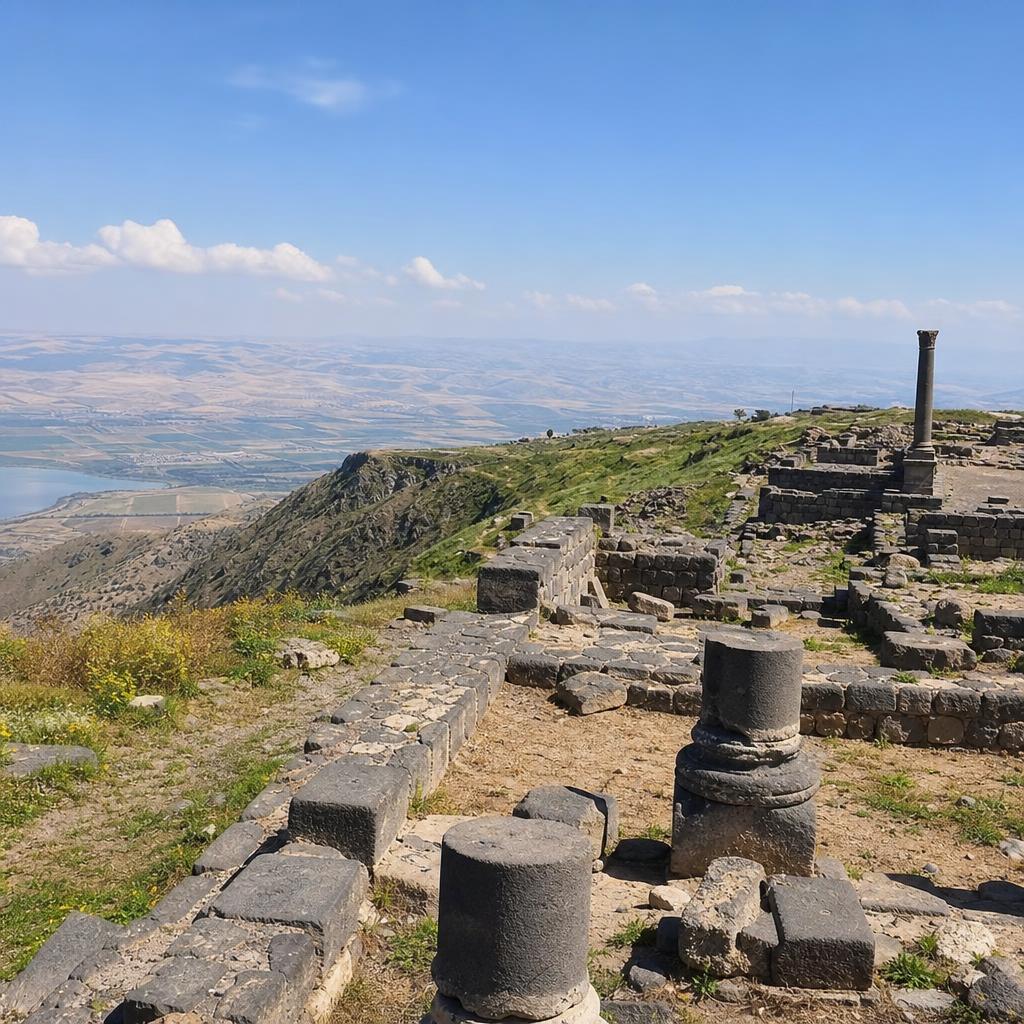 Ancient ruins and landscape at Umm Qais