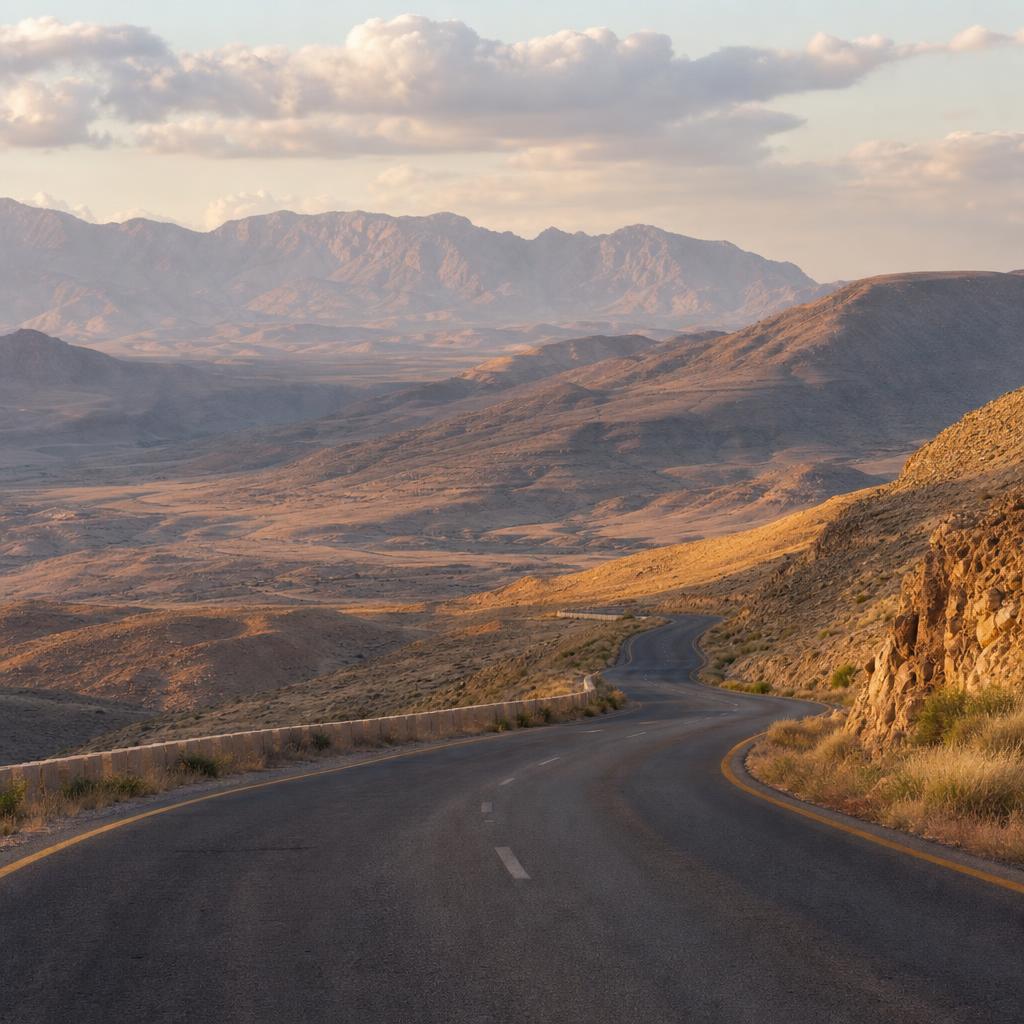 Jordan road through desert hills