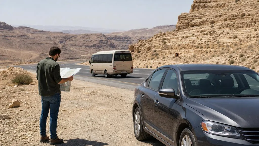 Comparison of private transport, group tours and independent travel in Jordan