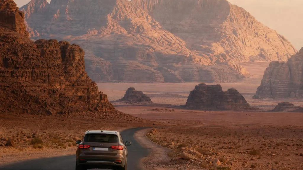 Road trip through southern Jordan near Petra and Wadi Rum