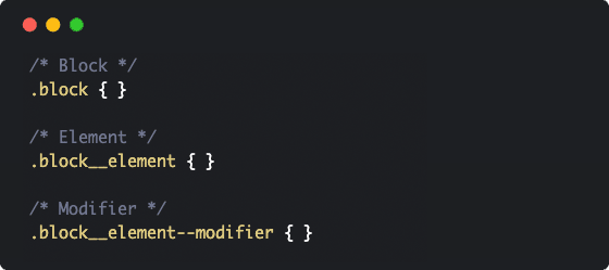 Exemplo de escrita CSS usando BEM