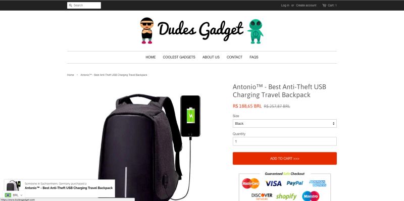 Imagem do site com o Anúncio