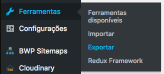 Screenshot da tela do Wordpress