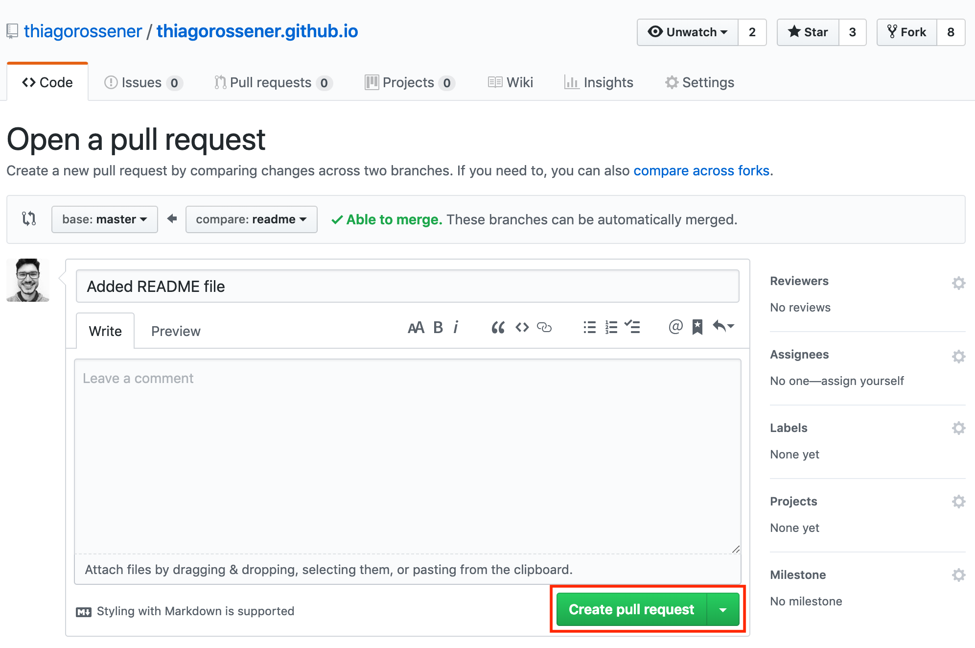 Create pull request