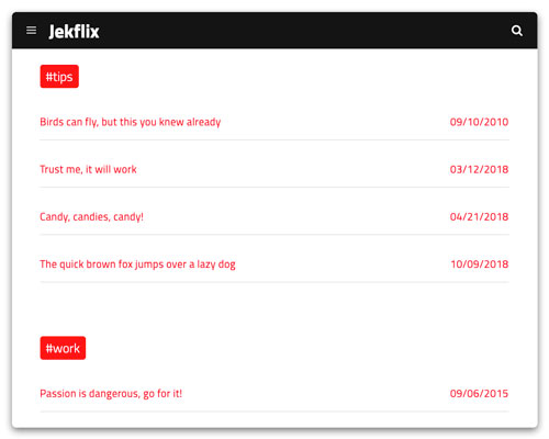 Tags Page Screenshot
