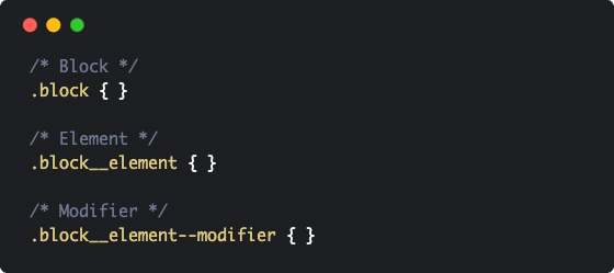 Exemplo de escrita CSS usando BEM