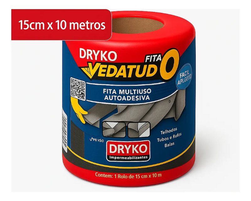 Fita Manta Asfáltica Aluminizada Vedatudo 15cm x 10m Dryko