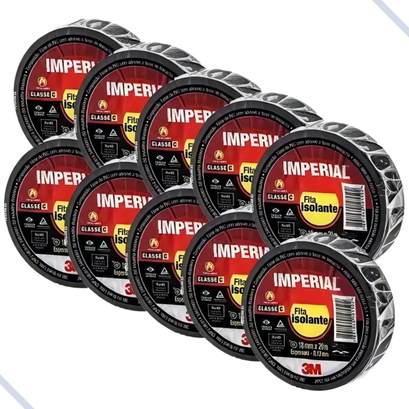 Kit 10 Fita Isolante 3M Imperial Slim 18mm x 20m