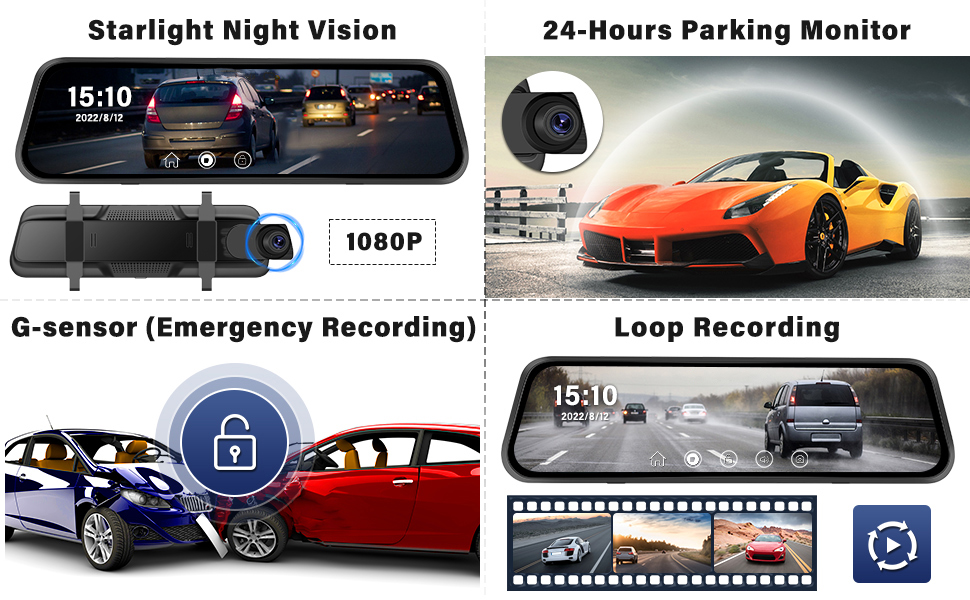 1080p 2 Cameras Dash Cam W/ Ir Night Vision Loop Recording - Temu