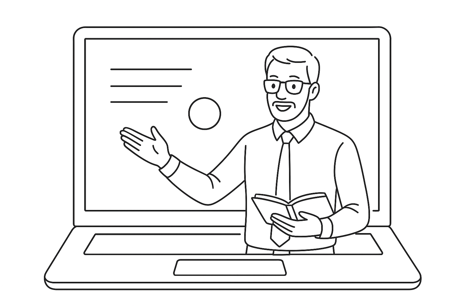 Profesor dando clase online