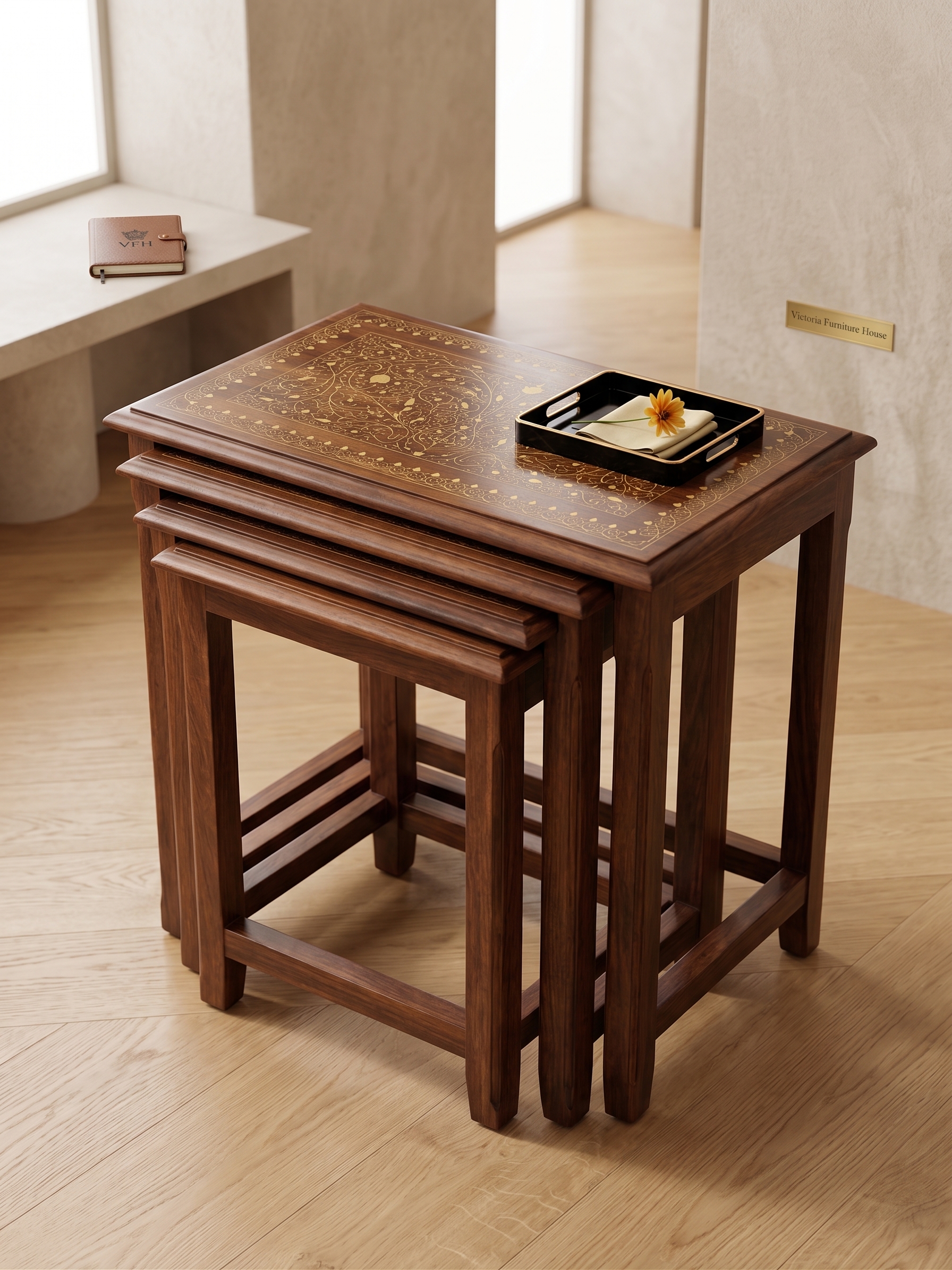 Gold Inlay Nesting Tables