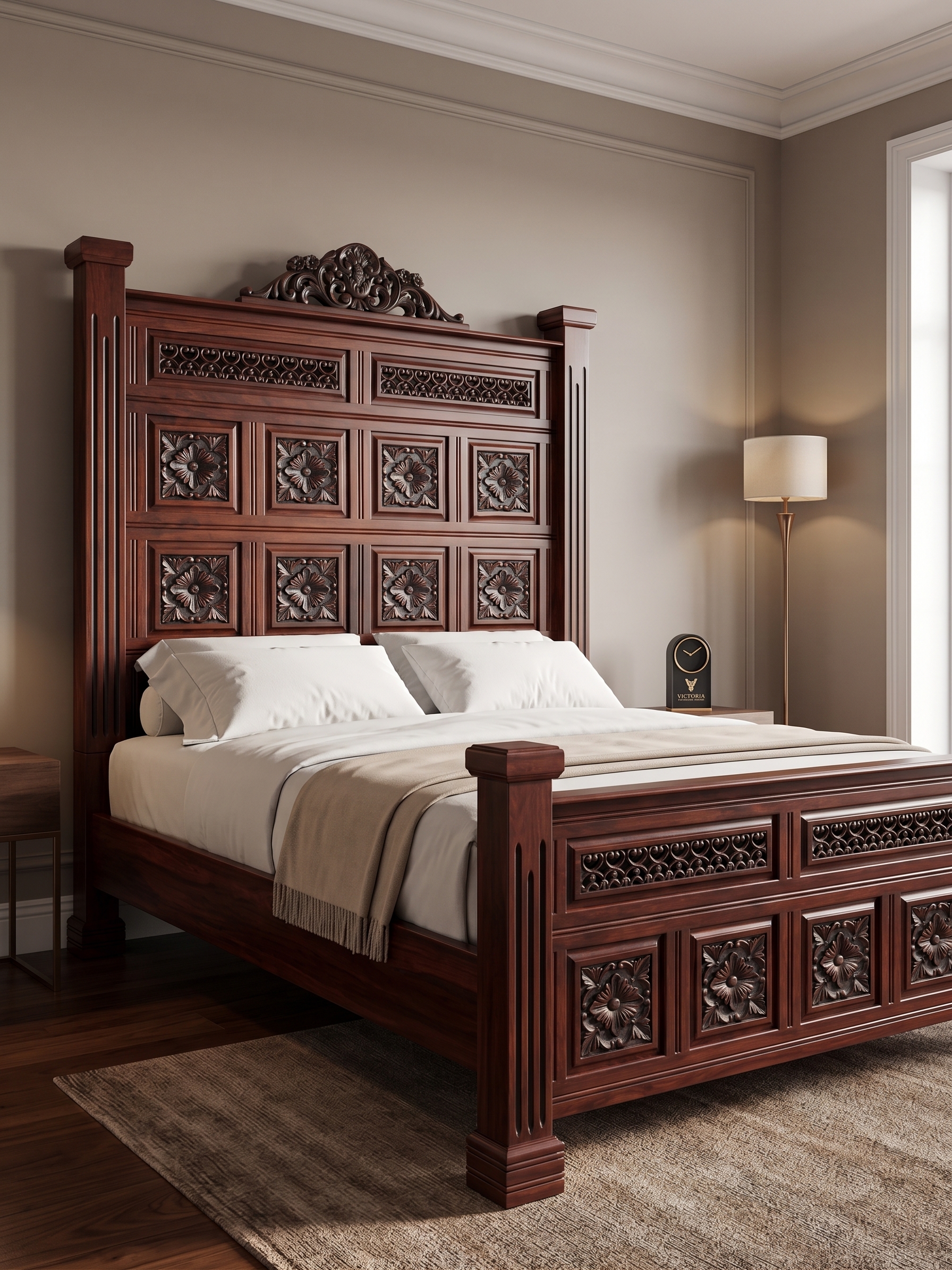 Regal Carved Panel Bed
