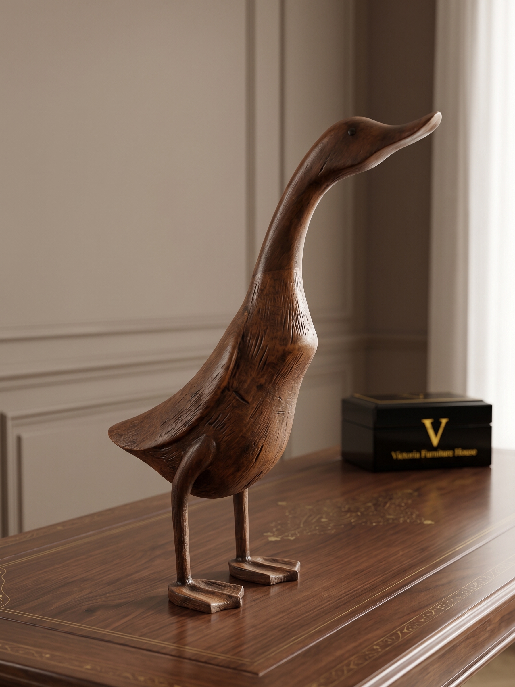 Artisan Carved Wooden Duck