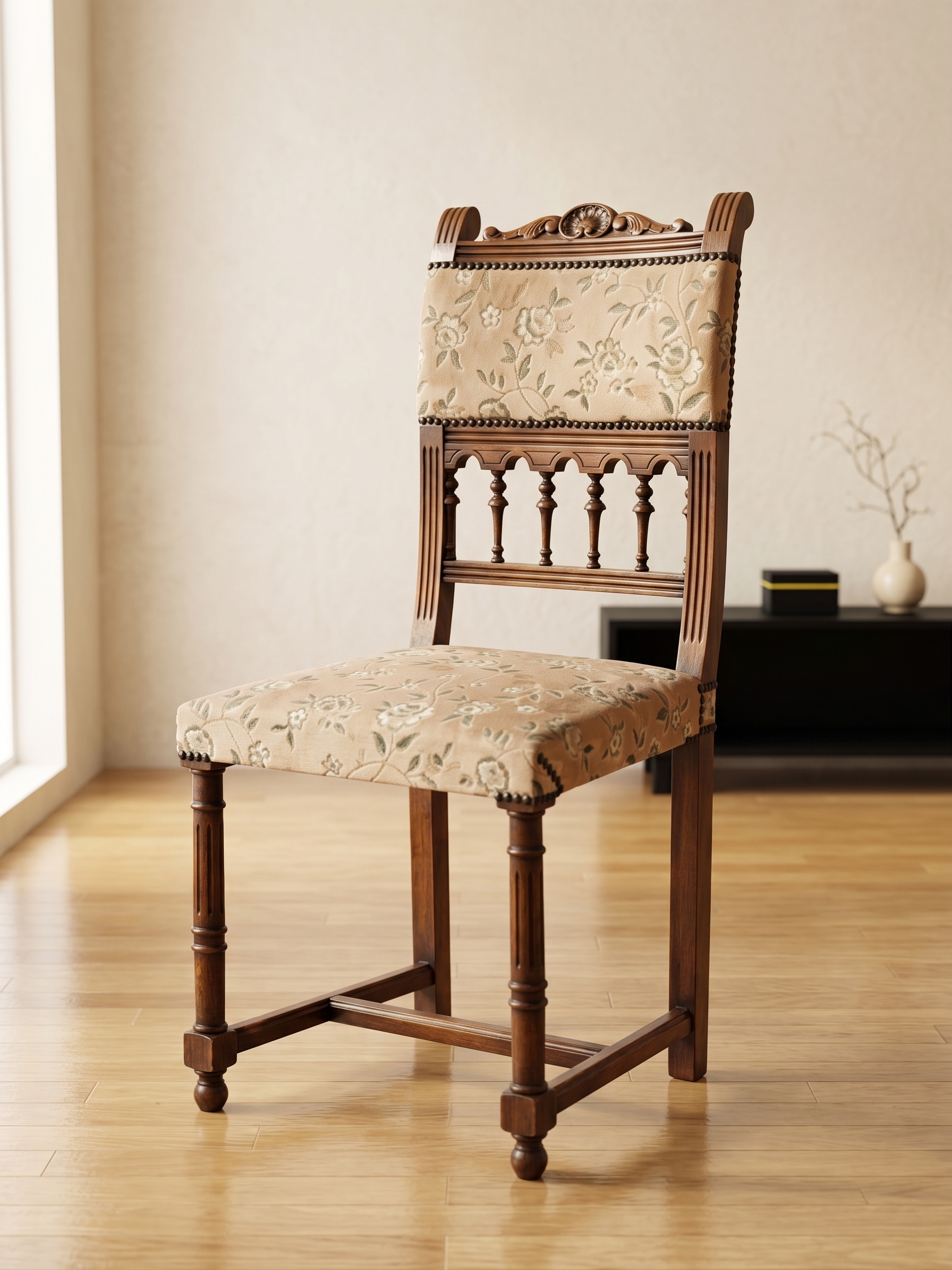 Vintage Floral Tapestry Chair