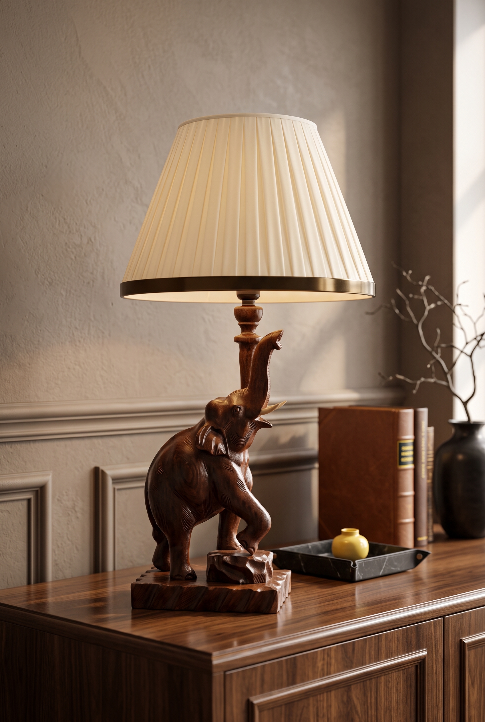 Royal Carved Elephant Lamp