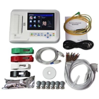 CONTEC Touch 6-Channel Elecreocardiograph 12-Lead ECG/EKG Machine + PC Software, ECG 600G by Contec front view Bangladesh — MediportBD (হাসপাতাল মেশিন)