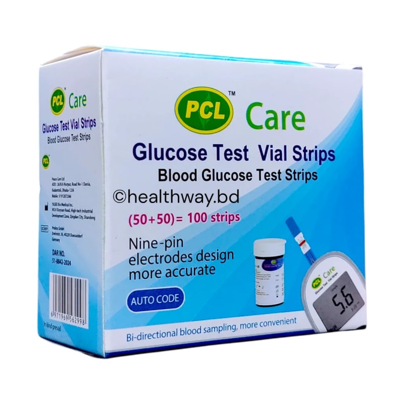 PCL Care (AC-301) Blood Glucose Test Strips 100/Pcs by PCL Bangladesh — MediportBD (ডায়াবেটিস কেয়ার)