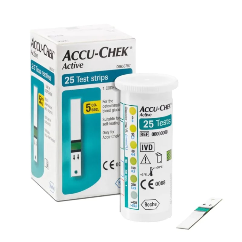 Accu-Chek Active Blood Glucose Test Strip - 25 Pcs by Accu-Chek Bangladesh — MediportBD (ডায়াবেটিস কেয়ার)