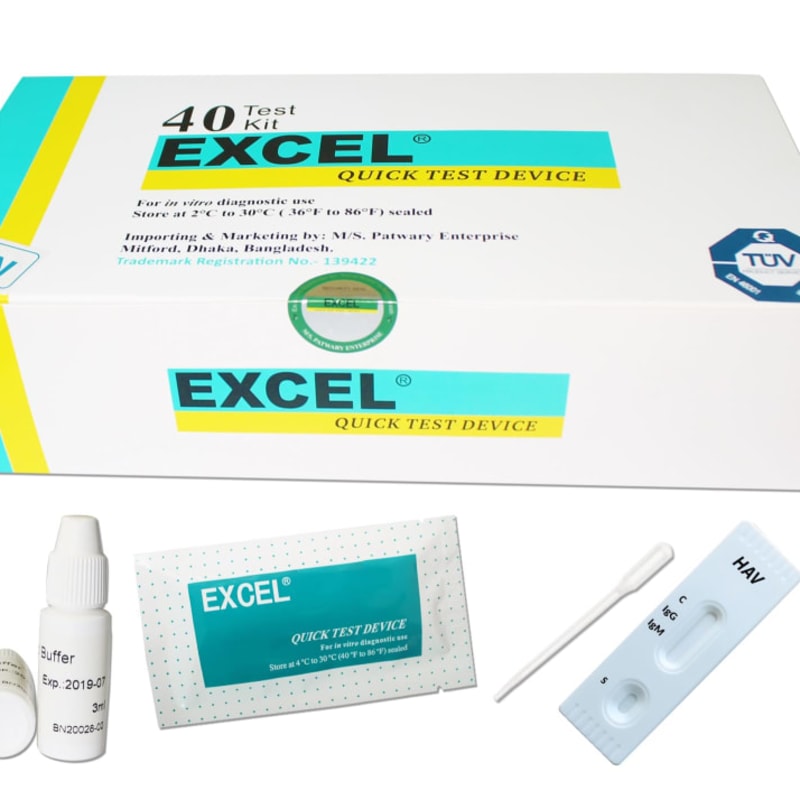 Excel HAV IgM Rapid Test by Excel Bangladesh — MediportBD (ল্যাবরেটরি রিএজেন্ট)