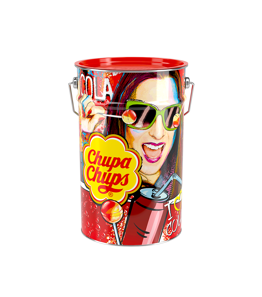 CHUPA CHUPS Cola Tin 150 lollipop - 1,8kg Bucket