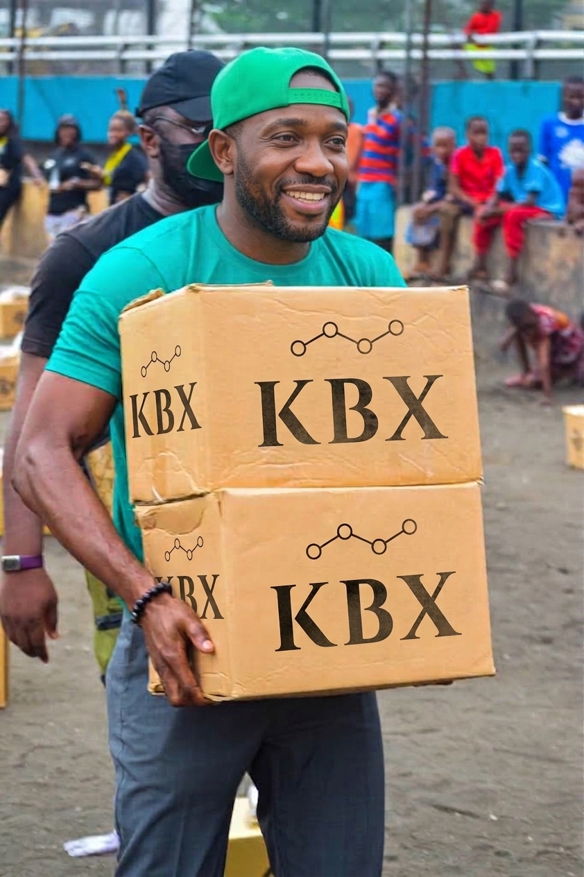 A KBX member distributing branded relief boxes