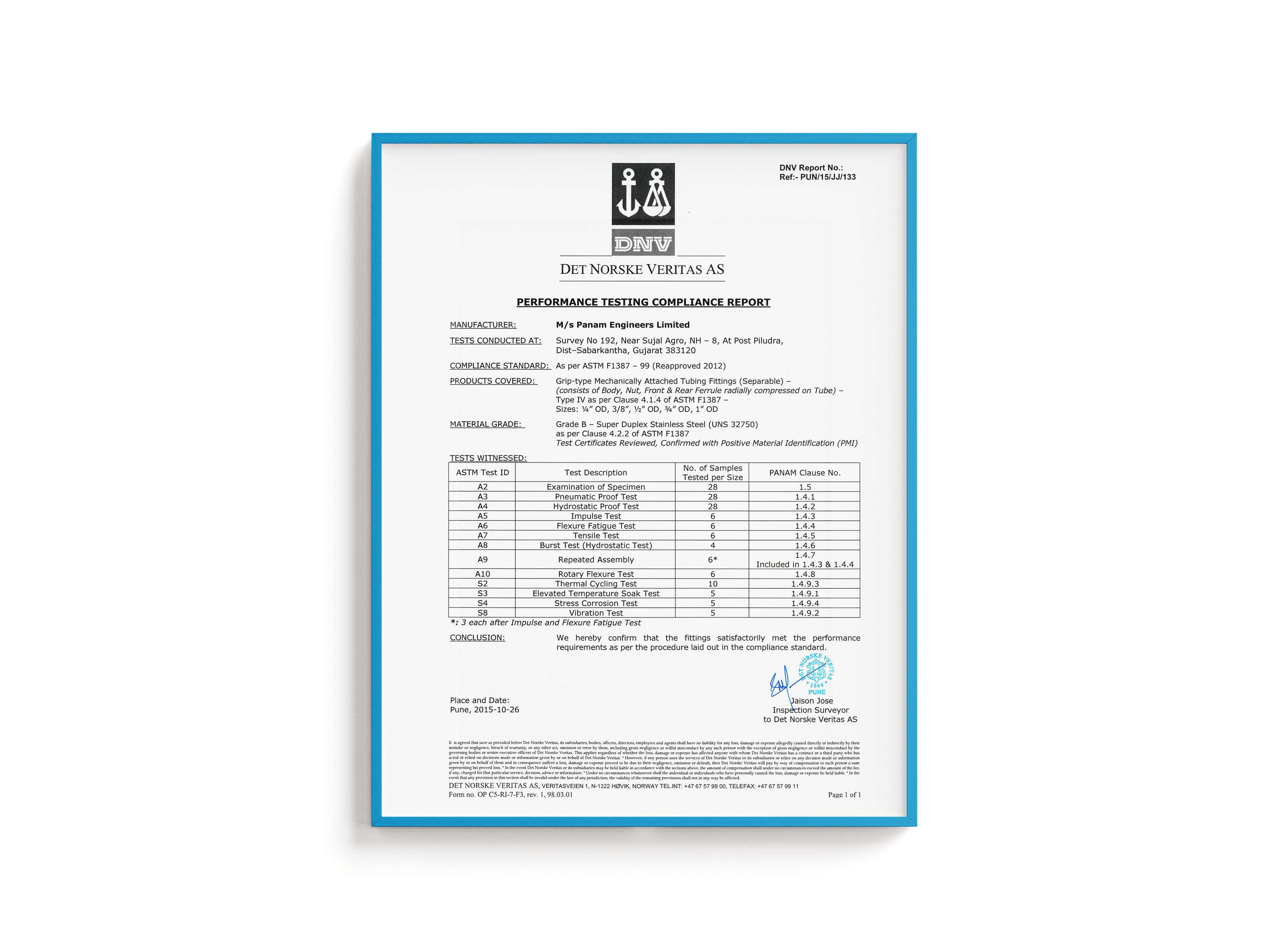 ASTM F1387-99 UNS 32750