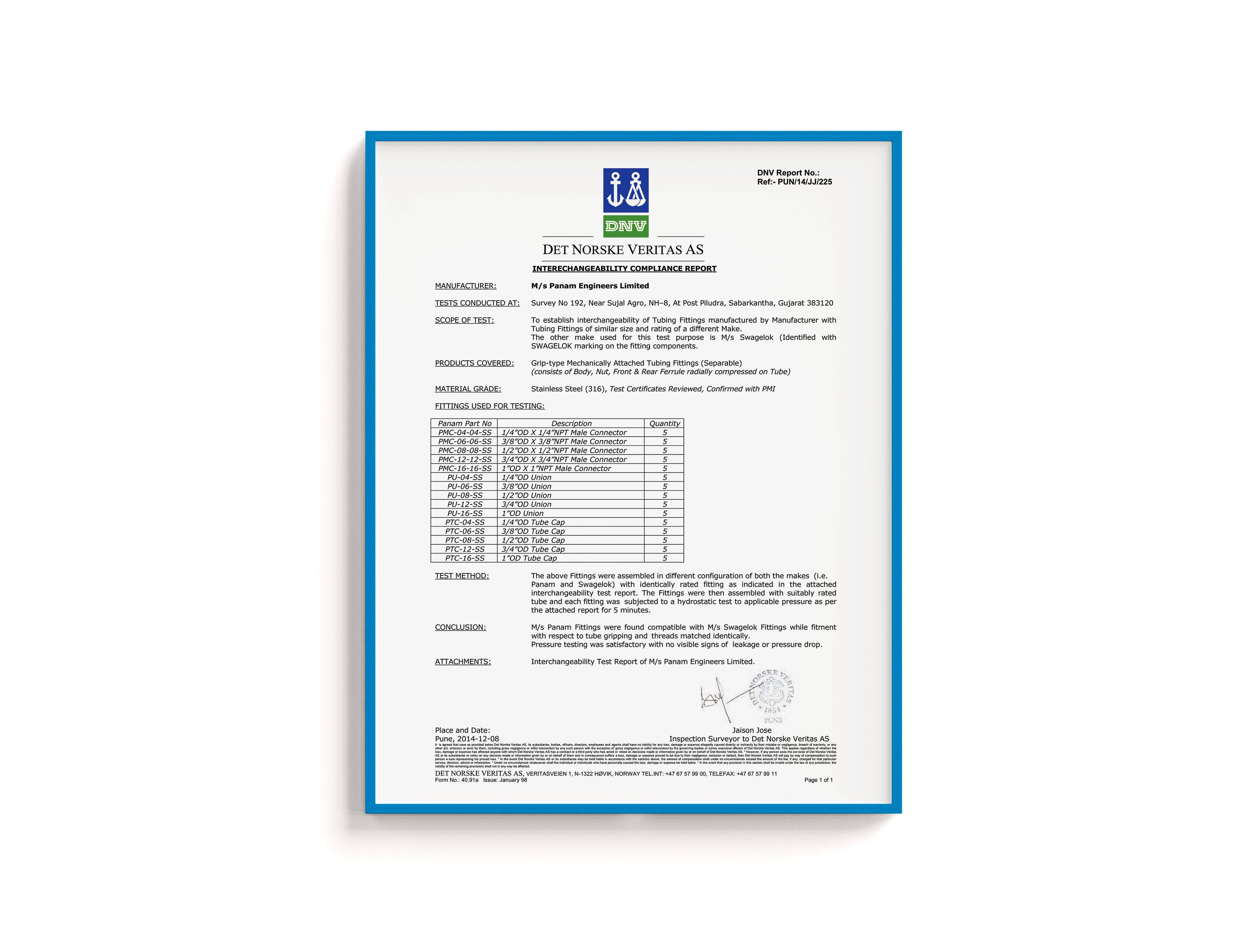 INTERCHANGEABILITY WITH SWAGELOK - TUBE FITTINGS