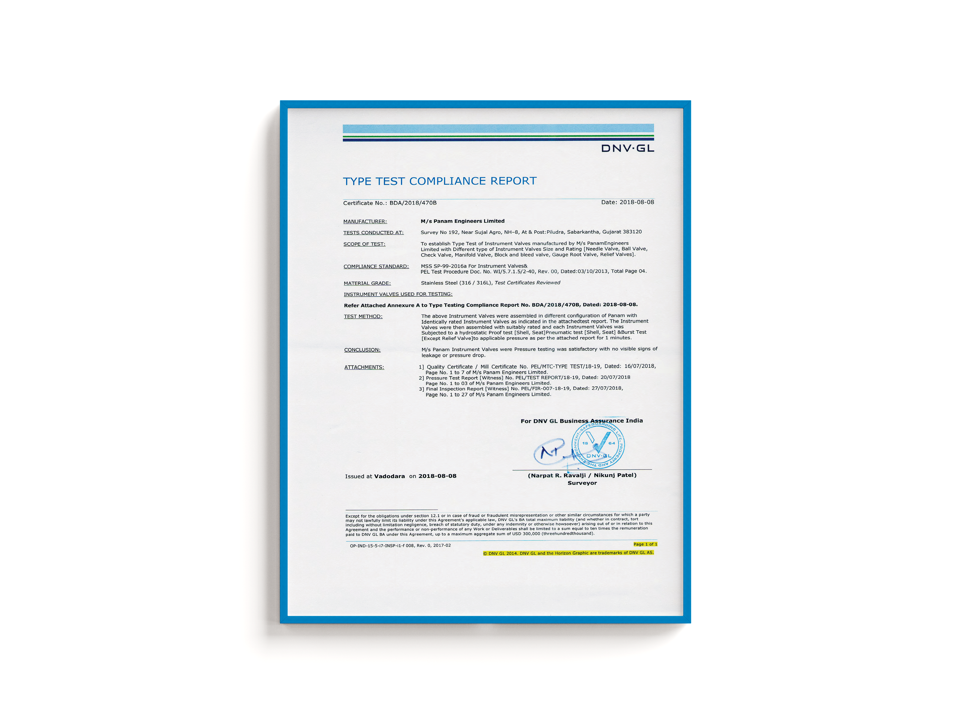 MSS SP-99-2016a TYPE TEST CERTIFICATES - JPEG