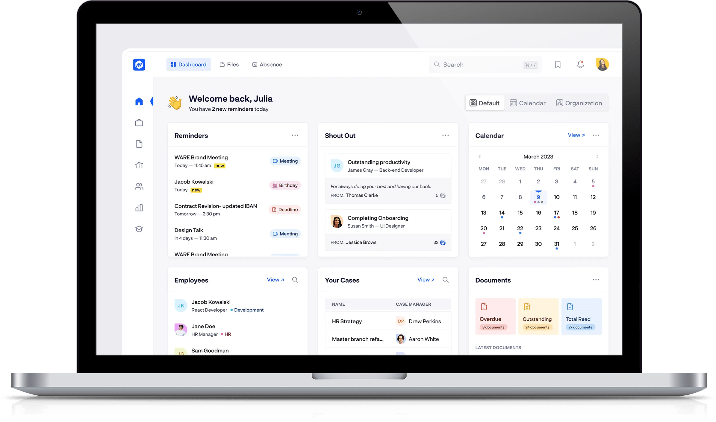Accurate Attendance & Shift Tracking Employee attendance and shift scheduling screen on HRM software.