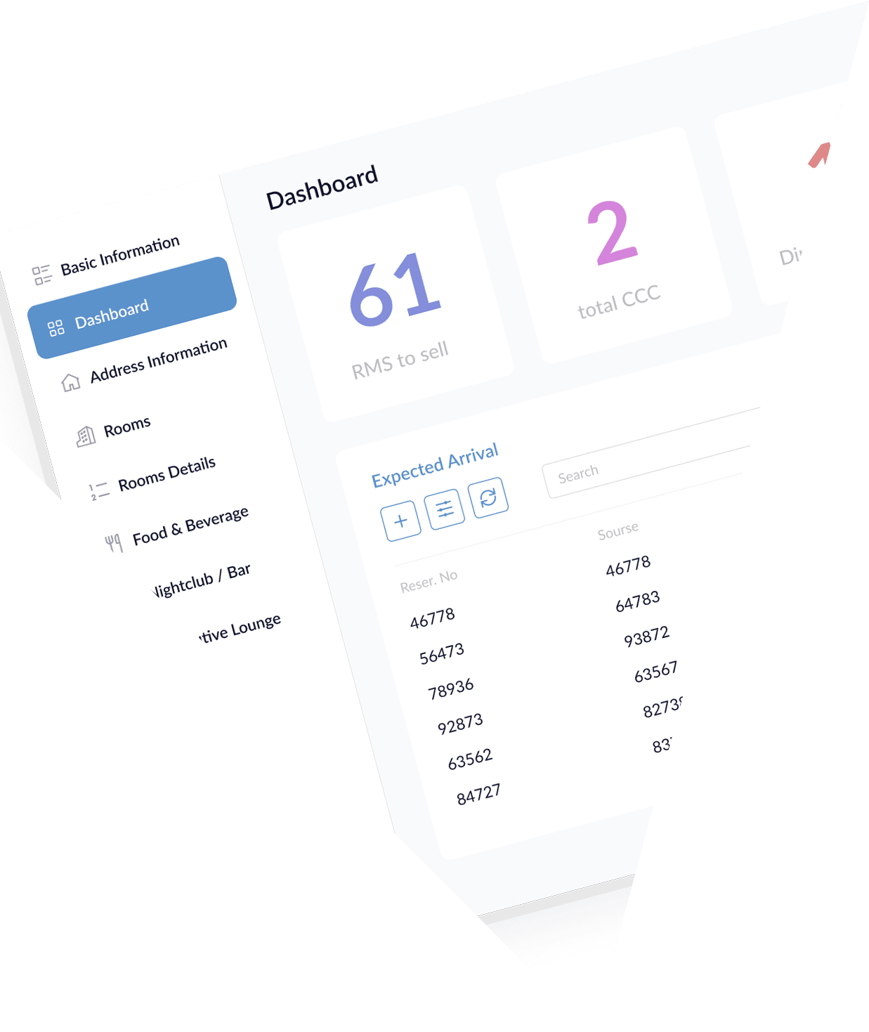 Smart hotel management dashboard for real-time operations and guest tracking.