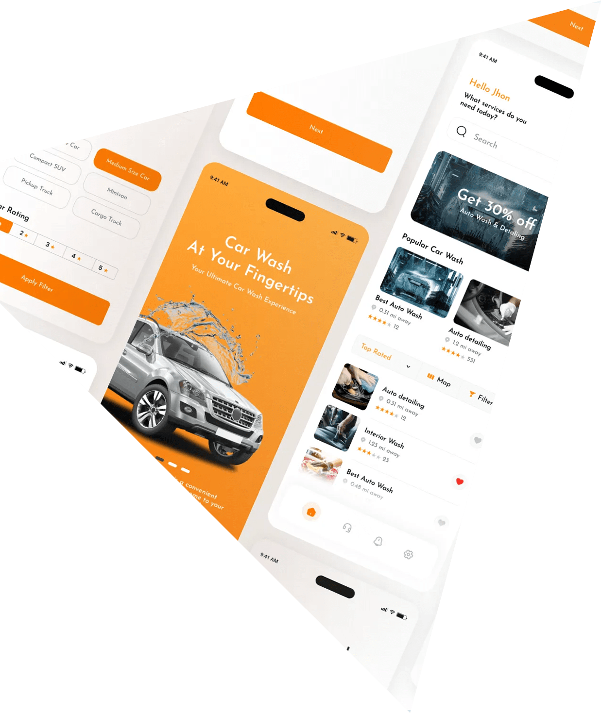 Mobile app dashboard for managing car wash services, pricing, and scheduling.