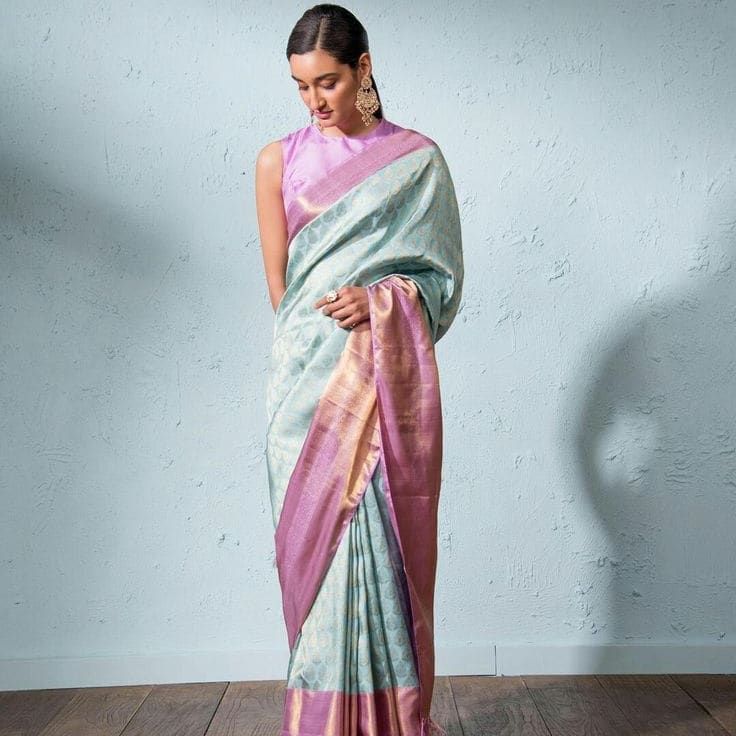 Pink banarasi saree