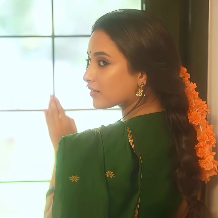 Green maheswari Saree