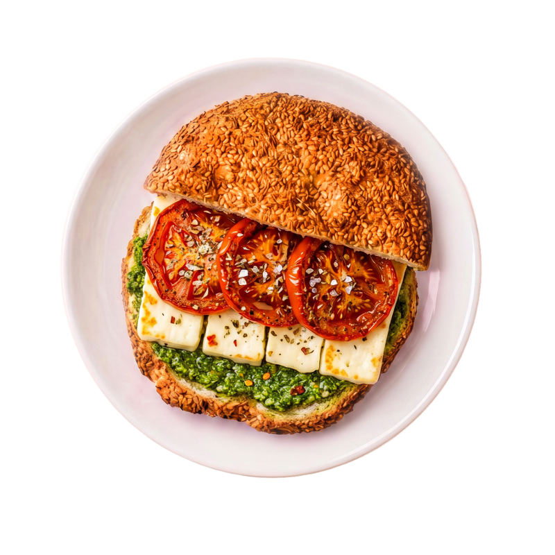Kaake de Halloumi Pesto