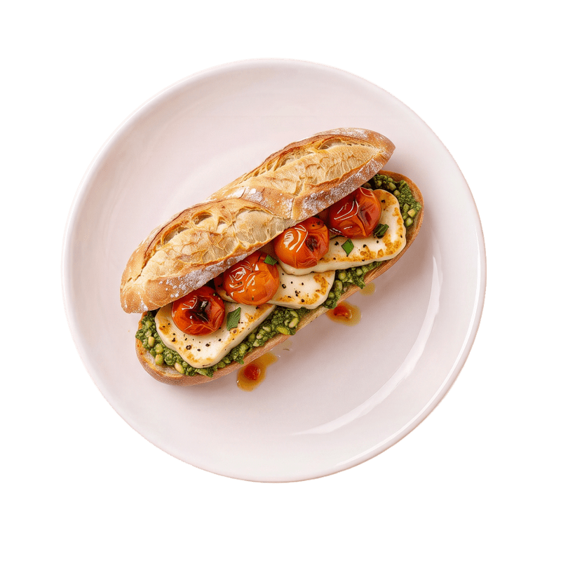 Sanduíche de Halloumi Pesto